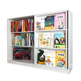 可比熊实木儿童书架绘本架落地宝宝小书柜收纳家用北欧幼儿园玩具