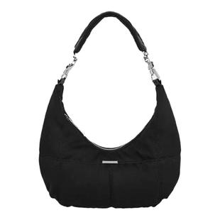 冬天丝绒黑色新月包复古晴天乌云包小众设计休闲时尚腋下法棍包女