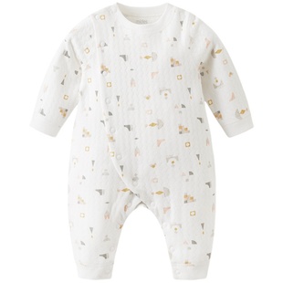 【清货 售完不补】婴皇优可棉秋冬夹丝棉长袖无骨侧开连体衣爬服