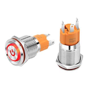 16mm大电流10a复位金属按钮开关带指示灯12 24 220v电源启动按钮