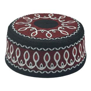 礼拜帽回族帽新款帽子民族回回绣花高档平顶圆边沙特帽表演帽子