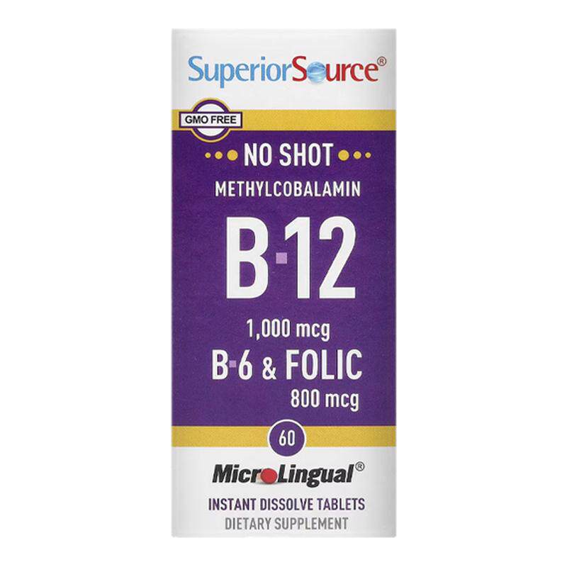 SuperiorSource甲基钴胺素B12舌下即溶片B6代谢能量健康