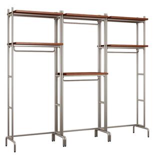 落地开放式衣柜金属衣帽间置物架组装框架衣架实木砌墙挂衣架铁艺