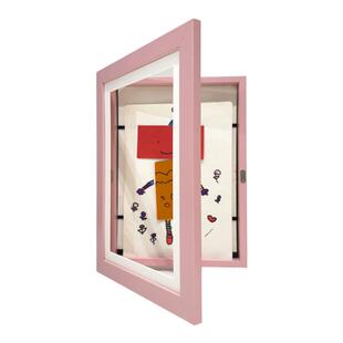 A4磁吸翻盖收纳画框儿童画立体画手工作品收纳展示作品墙蓝色粉色