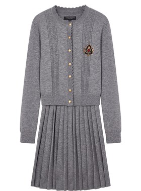 小熊女装复古学院风针织连衣裙