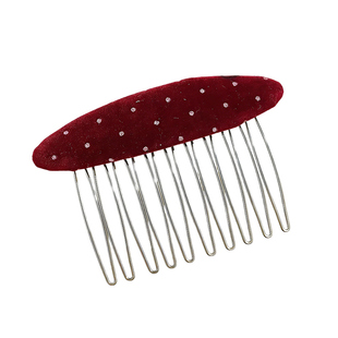 红色丝绒倒插梳发卡高颅顶刘海夹发夹女前额碎发整理神器边夹侧边