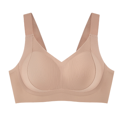 千奈美无痕粉底液内衣女大胸显小夏季薄款隐形一体肤色美背文胸