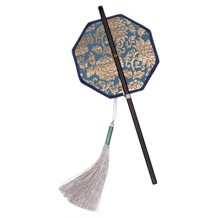 南京云锦研究所博物馆织锦腰扇便携可卷折扇中式团扇长柄古风扇子