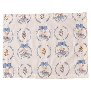 蓝色花环小兔纯棉餐垫隔热垫ins风西餐桌垫2025新款餐垫布家用