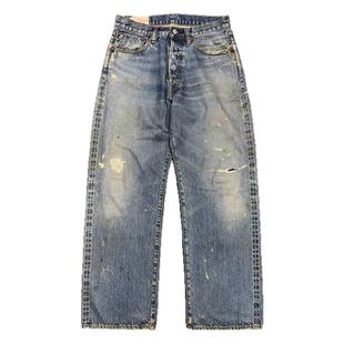 WIROTE威络日本贝原布雪花纹天蓝宽松直筒赤耳牛仔裤元年 KAIHARA