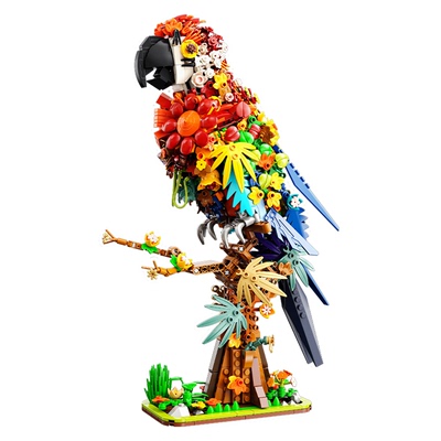 花间物语鹦鹉积木宠物鸟动物创意DIY手工益智科教儿童玩具模型