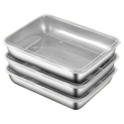 304不锈钢保鲜盒带盖方盘冰箱收纳盒盘子野餐盒饺子方盒长方形