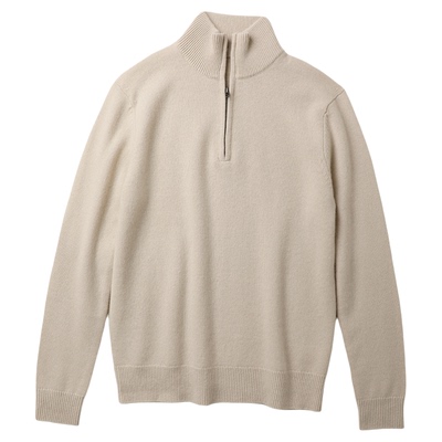 TANG TOWN老钱男士 高奢100羊绒 轻盈保暖 拉链半高领针织衫/毛衣