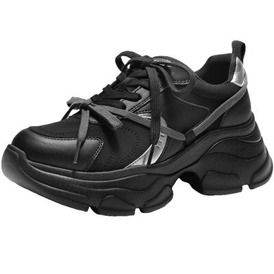 百丽蝴蝶结免系带老爹鞋女26春新商场款厚底增高休闲鞋E9S1DAM6