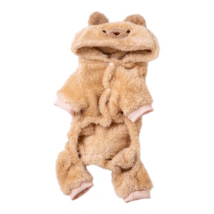 小猫咪衣服冬季连帽小熊四脚衣加绒保暖布偶英短金渐变层宠物棉衣