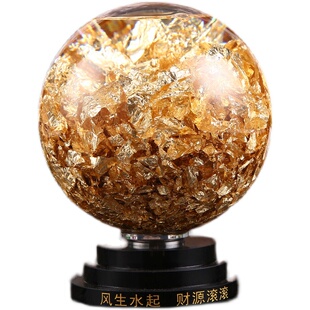 金箔球水晶球吉祥物摆件招聚玄关客厅店铺装饰工艺品开业礼品