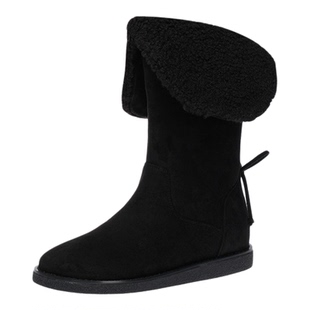 3cm保暖内增高东北棉鞋翻折两穿加绒短靴蝴蝶结巨好看雪地靴女款