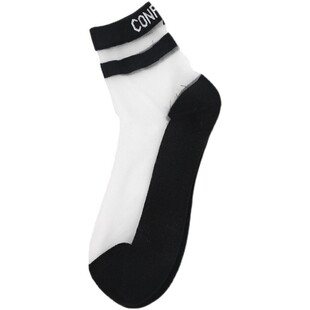 春秋季纯棉底丝袜女薄款透气防滑水晶玻璃冰丝防勾丝中筒袜子耐磨