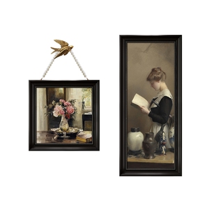 法式挂画卧室床头装饰画中古风客厅组合画主卧房间高级感壁画轻奢