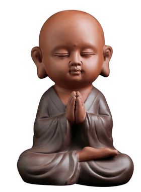 紫砂小和尚禅意茶室中式风摆件