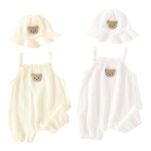 网红婴儿衣服夏季薄款女宝宝夏装套装纯棉哈衣1周岁0一岁多8个月9