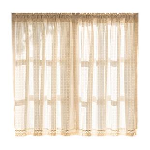 棉麻窗帘日式纱帘飘窗卧室隔断门帘法式复古半帘厨房阳台空调帘