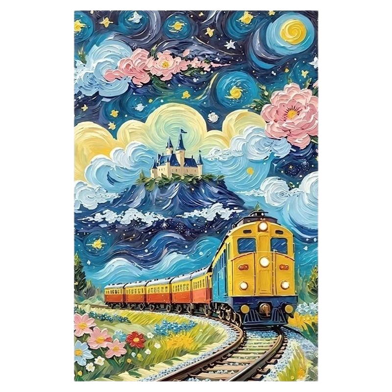 星河轨行卧室治愈系儿童房装饰画