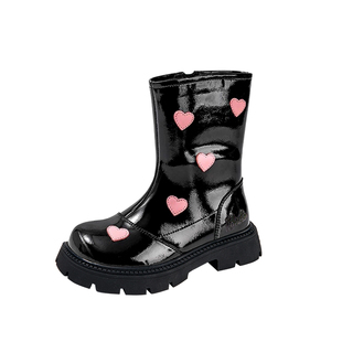 芭比童鞋女童靴子2025新款秋冬加绒二棉皮靴走秀公主靴儿童中筒靴