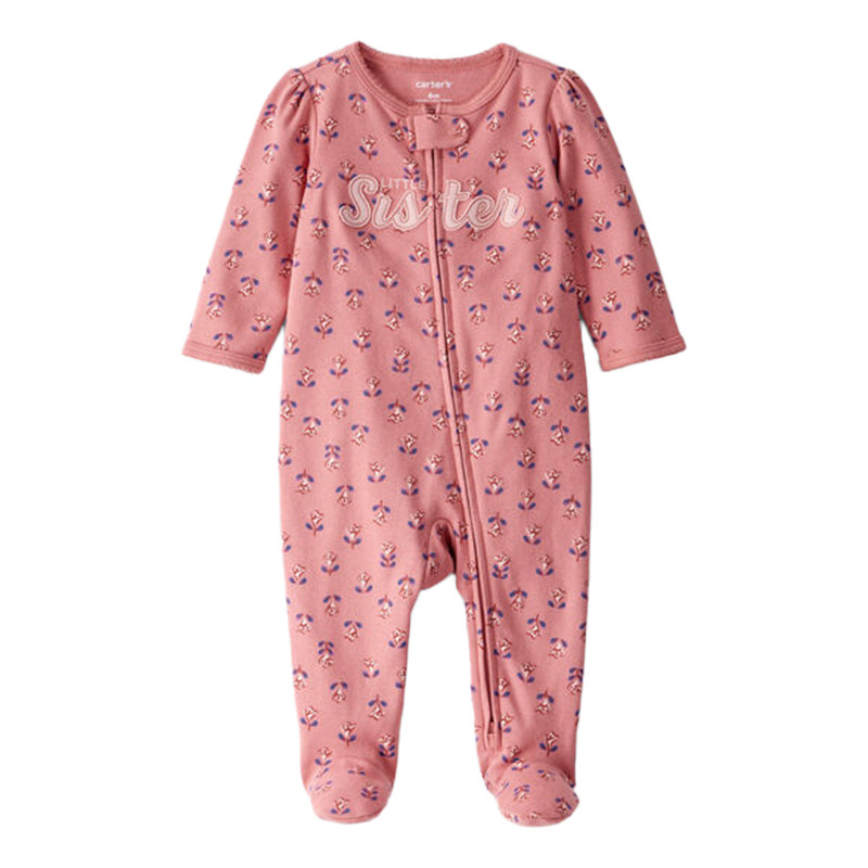 Carter's卡特新生儿长袖长裤婴幼儿纯棉连体衣女宝宝粉色爬行服