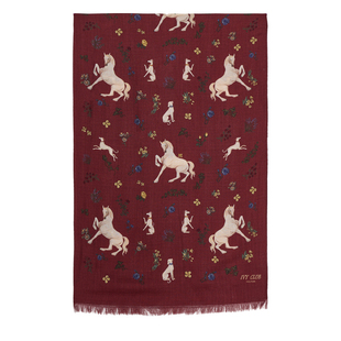 【羊毛桑蚕丝】CULTUM手工复古印花保暖羊毛围巾披肩男女围脖礼物