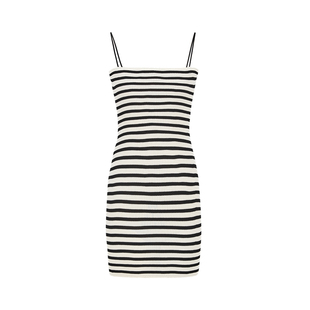 MosesQueen魔西女王条纹针织吊带连衣裙包臀短裙防晒开衫两件套装