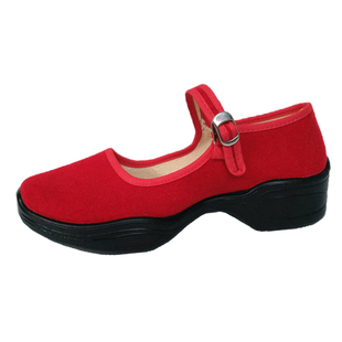 广场舞鞋女春夏四季舞蹈鞋平绒老北京布鞋软底增高腰鼓秧歌跳舞鞋