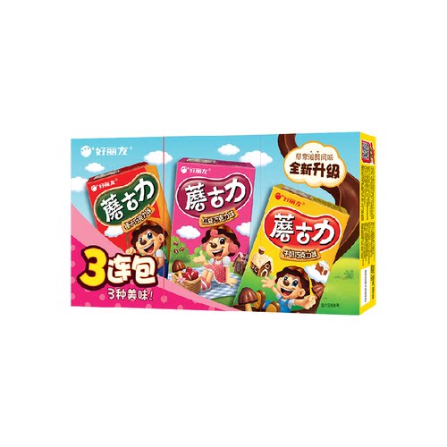好丽友蘑古力三连包休闲零食饼干点心巧克力下午茶小吃48g*3