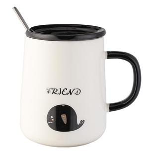 咖啡马克杯带盖勺子陶瓷喝水杯子女男生情侣大容量办公室早餐定制