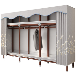 衣柜简易家用卧室加厚布衣柜全钢架结实耐用加粗25mm钢管出租房用