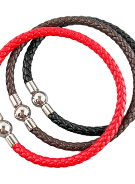 5mm粗防水钢丝绳皮绳红绳圆珠形按扣手链穿饕餮黄金XL转运珠手绳