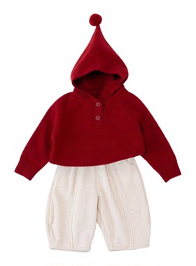 婴儿衣服秋冬红色毛衣套装