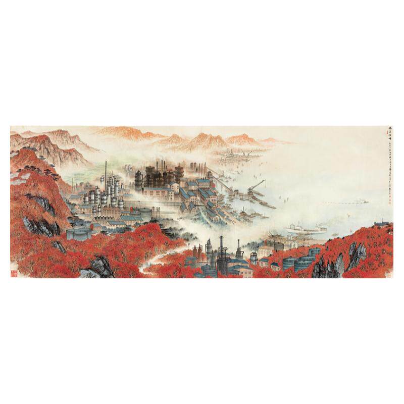 横幅现代山水国画艺术微喷装饰画