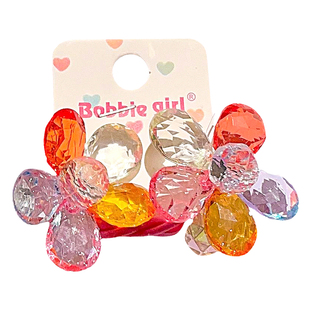 彩色水晶花朵小皮筋女孩扎头发绳儿童发圈可爱甜美头绳高颜值发饰