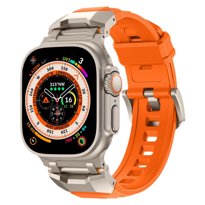 适用iwatch硅胶金属不锈钢扣表带