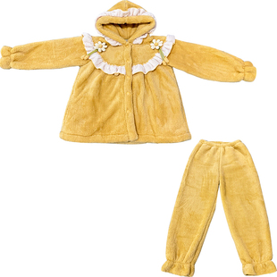 Bananagirl珊瑚绒睡衣女款厚款冬季可爱连帽长袖家居服女士两件套