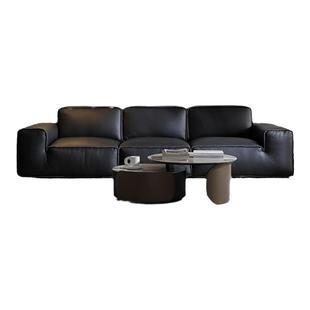 意式夏图3814大黑牛真皮沙发客厅3米长单排大直排豆腐块罗图沙发