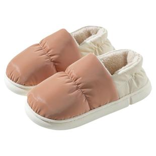 棉拖鞋女秋冬季包跟居家室内保暖情侣厚底防水防滑月子外穿棉拖男