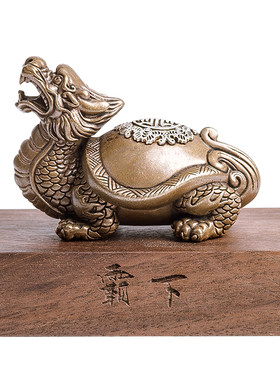复古玄武龙龟铜把件装饰品小摆件