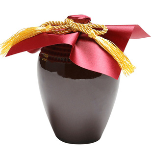 陶瓷酒瓶小酒坛子酒壶家用1斤装定制烤花泡酒坛 土陶一斤红黑色釉