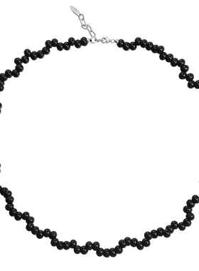 GRGR波浪形黑色琉璃项链