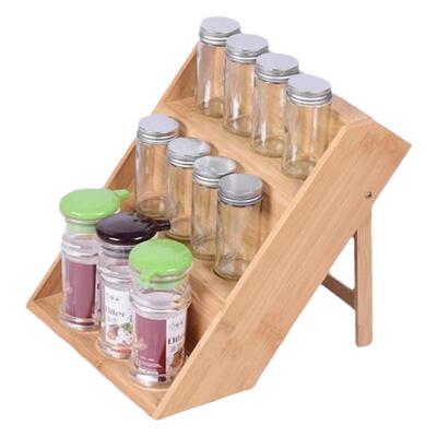 竹制厨房调料架三层调味品置物架简易可折叠香料食盐收纳架小空间
