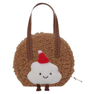 珊瑚绒diy手工编织包包自制材料毛线斜挎包可爱圣诞节单肩包云朵