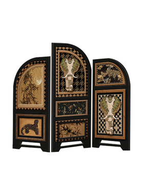 中古风小屏风桌面摆件客厅边柜电视柜创意家居装饰品中式玄关摆画