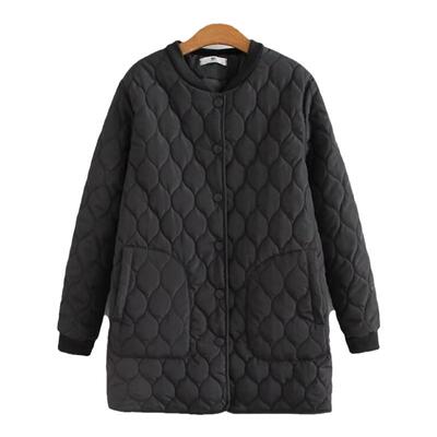 2023秋冬大码菱形棉服女显瘦百搭